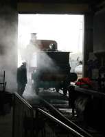 Plenty of atmosphere as Furness Railway No.20 leaves the running shed ready to participate in the Ribble Steam February 2012 gala. No.20 will also be hauling passenger trains at the RSR on eight days in April 2012. <br><br>[Mark Bartlett 18/02/2012]