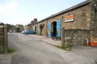 The former goods shed, station building and station house at Leyburn looking west from the site of the goods yard in June 2011. Closed by BR in 1954, Leyburn is now part of the Wensleydale Railway. [See image 1451]<br><br>[John Furnevel 27/06/2011]