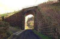 The east facing view of light railway engineering at the Morriston farm bridge, north of Maidens, on 29 February 2012.<br><br>[Colin Miller 29/02/2012]