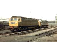 D1555+D6748 standing in the shed yard at Stratford in September 1968.<br><br>[John Furnevel 22/09/1968]