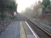 Bridge abutments at the west end of Gowerton Station in March 2012. The bridge that stood here carried the Llanelly Railway & Dock Company's Swansea Extension line, that ran from Pontarddulais, on their line to Craven Arms, and Swansea Victoria station at the south west side of town.<br><br>[David Pesterfield 14/03/2012]