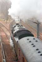 <I>Back to the future....?</I> 70013 'Oliver Cromwell' takes the Borders Railway at Portobello East Junction with an excursion from Manchester Victoria to Tweedbank on 24 March ..(?)2015.... (Meantime settle for another shot of 70013 with <I>The Auld Reekie</I> in 2012.)<br><br>[Bill Roberton 24/03/2012]