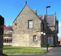 Part of the former 1847 Newcastle & North Shields Railway terminus at Tynemouth in March 2012. The building survives in residential use following major refurbishment. [See image 21704]<br><br>[Colin Alexander 31/03/2012]