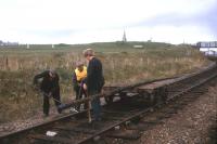 A Permanent Way squad at work on the outskirts of Fraserburgh in late 1974.<br><br>[David Spaven //1974]