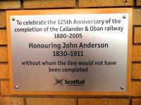 Anniversary plaque to John Anderson at Oban station in March 2012.<br><br>[John Yellowlees 12/03/2012]