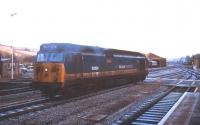 Network SouthEast liveried 50024 <I>Vanguard</I> looks in a bit of a state at Exeter St Davids in 1991 having recently come off a train from Waterloo.<br><br>[Ian Dinmore //1991]