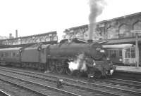 Scene at Carlisle platform 4 on a summer Saturday in July 1967. Black 5 45227 of Lostock Hall shed is preparing to take out the 11.05 Glasgow Central - Blackpool North <br><br>[K A Gray 01/07/1967]