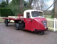 A former British Railways Scammell road vehicle stands alongside Sheffield Park station in April 2012.<br><br>[Colin Alexander /04/2012]