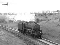 On Glasgow Fair Saturday 1966 Black 5 no 45018 shuffles south, light engine, at Craigenhill Summit heading home to 12A Carlisle Kingmoor. <br><br>[Colin Miller /07/1966]