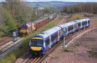 170 471 takes refuge in the turnback siding at Millerhill on 10 April to make way for 67025 and the ecs for the 17.08 Fife Circle service.<br><br>[Bill Roberton 10/04/2012]