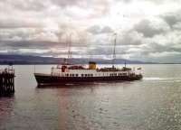 Built for the Caledonian Steam Packet Company at the A&J Inglis Pointhouse yard on the Clyde and launched in 1953, TSMV <i>Maid of Argyll</i> is seen here off Innellan in September 1959. [See image 40522] <br><br>[A Snapper (Courtesy Bruce McCartney) 22/09/1959]