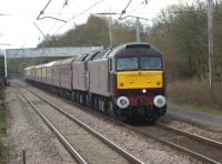 Scene on 15 April 2012 on the approach to Balshaw Lane Junction. West Coast Railways 57001 and 57601 running north along the WCML  with empty stock heading back to Carnforth.<br><br>[John McIntyre 15/04/2012]