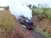 46115 brings the southbound 'Great Britain V' out of Kingswood Tunnel on 24 April 2012 on its way to Perth.<br><br>[John Robin 24/04/2012]