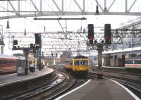 Last day of operation of Class 101 DMUs (on Whifflet services) at Glasgow Central in summer 2000.<br><br>[David Spaven //2000]