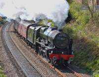 The second of the SRPS 'Forth Circle' railtours of 28 April, hauled by 46115 <I>Scots Guardsman</I> climbs away from Sinclairtown.<br><br>[Bill Roberton 28/04/2012]