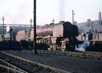 Stanier 'Coronation' Pacific no 46243 <I>City of Lancaster</I> of Crewe North shed being prepared to work back south at Polmadie depot on 26 September 1959.<br><br>[A Snapper (Courtesy Bruce McCartney) 26/09/1959]