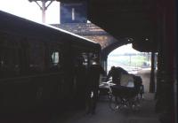 Offloading prams from a railbus at Alloa in 1964, looking east towards the junction with the Devon Valley line.<br><br>[Frank Spaven Collection (Courtesy David Spaven) //1964]