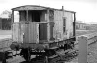 Ex LMS brake van DM284814 standing in the former goods yard at Dunbar in the summer of 1976. [See image 33421]<br>
<br>
<br><br>[Bill Roberton /08/1976]