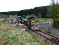 View towards the tunnel at Whitrope Siding showing the new station. The further away locomotive under repair is from Hartlepool Power Station.<br><br>[Ewan Crawford 01/05/2012]