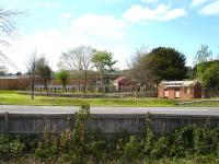 The former railway livestock pens and loading dock at Welshpool in May 2012, seen from the present station looking over what is now the town's bypass road. <br><br>[David Pesterfield 08/05/2012]