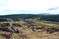 Now owned by Sustrans and hopefully to become part of a footpath/cycleway, the Big Water of Fleet Viaduct is viewed from the hills on the west side of the valley on 26/04/2012.<br><br>[John Gray 26/04/2012]