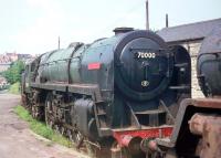 70000 <I>Britannia</I> stands at Bridgnorth on the Severn Valley Railway in the summer of 1971.<br><br>[John Thorn //1971]