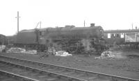 44973 photographed standing in the shed yard at Carstairs on 3 September 1965. The Black 5 was officially withdrawn from here later that same month.<br><br>[K A Gray 03/09/1965]