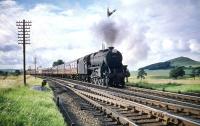 Crewe North Black 5 no 44714 approaching Symington on 31 July 1959 with a southbound train.<br><br>[A Snapper (Courtesy Bruce McCartney) 31/07/1959]