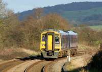 158848 approaches Hoghton between Blackburn and Preston on 24 February 2012 with a Northern service from York to Blackpool.<br><br>[John McIntyre 24/02/2012]