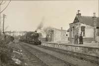 62471 'Glen Falloch' entering Glencorse with the Stephenson Locomotive Society tour of 28 April 1951. The tour ran from South Queensferry and visited  Kirkliston, the Edinburgh suburban line and Glencorse before finishing at Edinburgh Waverley. <br><br>[G H Robin collection by courtesy of the Mitchell Library, Glasgow 28/04/1951]