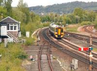 Approaching Stirling from Dunblane on 9 May 2012. The train will form the 14.15 onward service to Edinburgh.<br><br>[John Furnevel 09/05/2012]