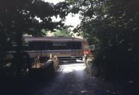 A class 150 DMU runs over Coombe Level Crossing in August 1991, just before entering Coombe Junction station on the Looe branch. [With thanks to Andy Kirkham]<br><br>[Ian Dinmore /08/1991]