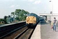 37102 with a train on the Cambridge - Liverpool Street line at Littleport, Cambridgeshire, in the summer of 1981.<br><br>[Colin Alexander 29/07/1981]