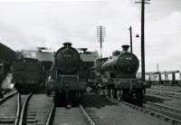 SLS Angus Tour, 20th May 1961.<br><br>
45476 & 54500 (due to take over tour) at Dundee Tay Bridge MPD.<br><br>[Jim Currie (Courtesy Stephenson Locomotive Society) 20/05/1961]