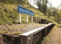 The former Dailuaine Halt on the Speyside line seen in May 2012 looking towards Carron. Located some two and a half miles south west of Aberlour and a short distance from Diageo's large Dailuaine distillery, the former halt has benefitted from some welcome repair and refurbishment work in recent years [see image 20003].<br><br>[John Furnevel 24/05/2012]