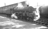 View from platform 1 at Carlisle on 10 November 1962. Kingmoor 'Jubilee' 4-6-0 no 45738 <I>Samson</I> is the locomotive for the 10.50am Perth parcels.<br><br>[K A Gray 10/11/1962]