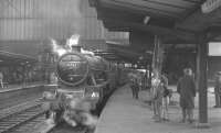 Jubilee no 45562 <I>Alberta</I> waits at Carlisle on 7 October 1967 with the 1Z45 Jubilee Railway Society <I>'South Yorkshireman'</I> special originating from Bradford Exchange.<br><br>[K A Gray 07/10/1967]