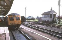 Platform scene at Elgin East in 1979 looking north.<br><br>[Ian Dinmore //1979]