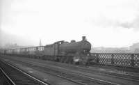Q6 0-8-0 no 63363 crossing the King Edward Bridge southbound in the 1960s hauling empty mineral wagons.<br><br>[K A Gray //]