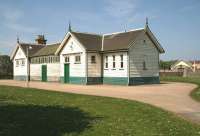 The 1884 station building at Portsoy, opened when the line was extended westward by the GNSR. The station closed along with the line in 1968 and has since been used by the local scouts. The refurbished trainshed of the original 1859 Portsoy station, terminus of the Banff, Portsoy and Strathisla Railway, can be seen in the right background, still in remarkably good condition 128 years after closure, with the building and yard currently used by the local council. [See image 39216]<br><br>[John Furnevel 23/05/2012]