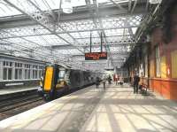 Transformation at Paisley Gilmour Street. Platform scene on 13 June 2012 under the new overall roof. [See image 34034]<br><br>[John Yellowlees 13/06/2012]