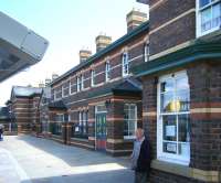 Part of the attractive station building at Rhyl, June 2012.<br><br>[Veronica Clibbery /06/2012]