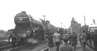 4472 <I>Flying Scotsman</I> stands at Louth station, Lincolnshire, on 21 September 1968 with the LCGB <I>East Riding Ltd</I> railtour from Kings Cross. The Pacific is in the process of taking on water from the road tanker on the right of the picture.<br><br>[K A Gray 21/09/1968]