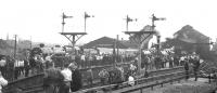 Crowds with cameras fill the platforms at Blackburn Station on 4 August 1968 to witness the RCTS <I>End of Steam Commemorative Rail Tour</I>. 73069 (left) is about to be joined by 45407 (centre) to take the special forward to Hellifield. 48476 (right) has just come off the train, having piloted 73069 from Manchester Victoria.<br><br>[K A Gray 04/08/1968]