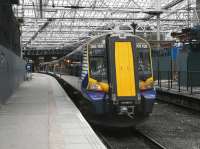 380 108 at the east end of Waverley Station on an overcast 2 July, but the new roof admits much more light!<br><br>[Bill Roberton 02/07/2012]