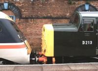 D213 meets 89001 - photographed in the sidings at Barrow Hill on 1 July 2012.<br><br>[Colin Alexander 01/07/2012]