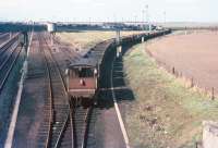 The last scheduled freight from Hawick enters Millerhill Yard off the Waverley Route on Friday 25 April 1969.<br><br>[Bruce McCartney 25/04/1969]