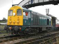 BR 20020 shunts empty stock at SRPS Bo'ness, having worked the last service of the day on 8 July 2012.<br><br>[Bill Roberton 08/07/2012]