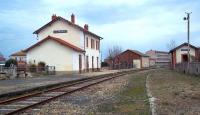 View over La Chaise Dieu, south central France, in April 2012. The station is still in use by AGRIVAP's heritage trains, although the loop line has been lifted.<br><br>[Andrew Wilson 28/04/2012]