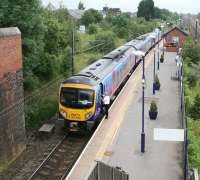 TransPennine 185150 forms the 08.35 Manchester Airport - Middlesbrough preparing to restart its journey north on 9 July 2012 following the stop at Thirsk.<br><br>[John Furnevel 09/07/2012]